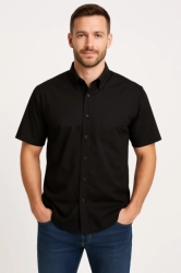 Pánská košile Roly Aifos 5503, krátký rukáv-černá v.3XL